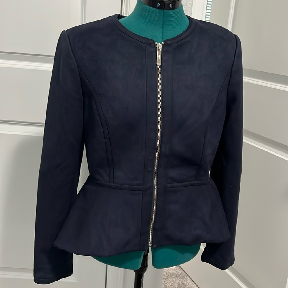 DKNY Blue Suede Dress Jacket Navy Size 8